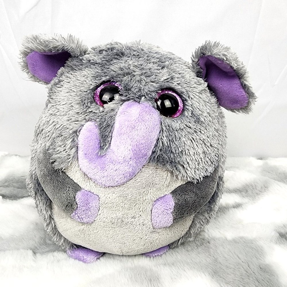 TY Beanie Ballz Thunder The Gray Elephant Round Plush Stuffed Animal Toy 2011 8"